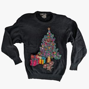 Spree VINTAGE Sequin Shoulder Pad Ugly Christmas Sweater